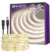 HitLights COB LED Strip Lights Neutral White 4000K 16.4FT UL-Listed High Lumen High Density LED T...