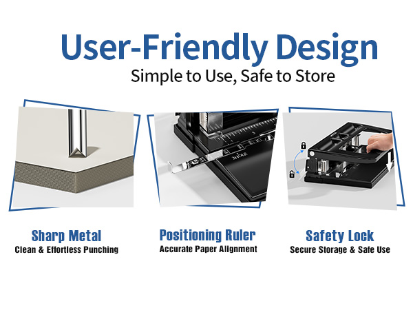 XOOL 3 Hole Punch, Heavy Duty Metal Hole Puncher for 2 or 3 Holes