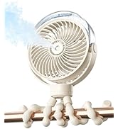 SWEETFULL Misting Stroller Fan – Portable Baby Fan with Spray Cooling, 4 Speeds, Quiet Rechargeab...