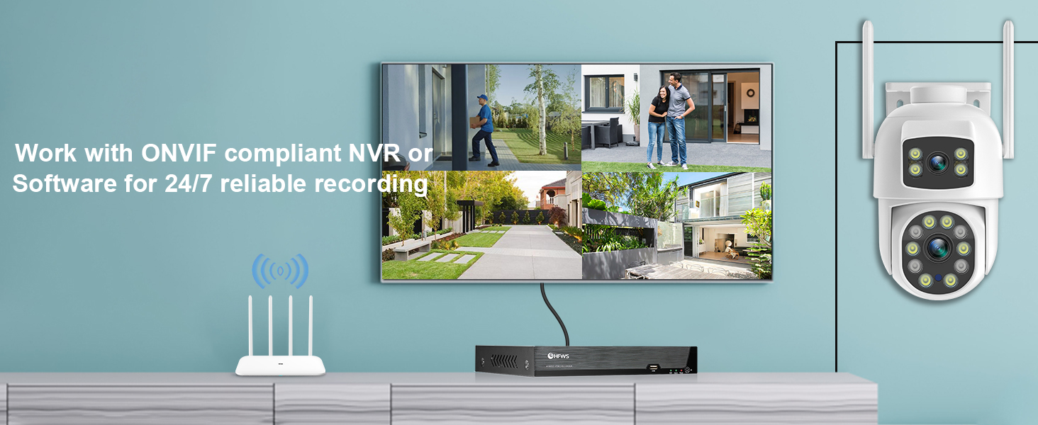 EVERSECU Dual Lens Linkage 6MP WiFi PTZ Security Camera Outdoor Tracking Motion Detection 