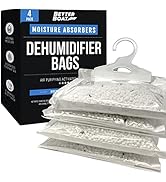 4 Pack Moisture Absorber Hanging Bags, Boat Dehumidifier with Charcoal, Unscented, Removes Dampne...