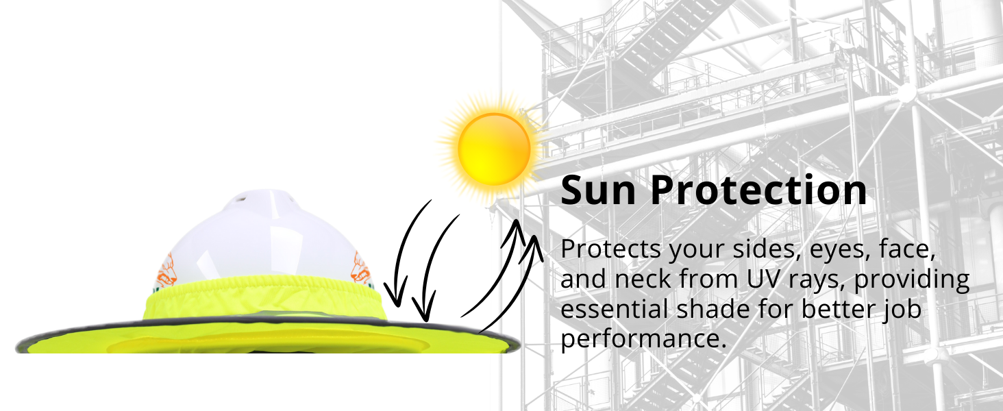 Wolf High-Visibility Reflective Full-Brim Hard Hat Mesh Sun Visor Neck Shade