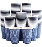Clawsoff 240 Pack 12 oz Disposable Paper Cups, Hot/Cold Beverage Paper Drinking Cups, Navy Floral...