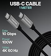 VisionTek USB 3.1 Type C to Type C 1 Meter with Power Delivery (M/-Up to 100W), 3 feet (901269)