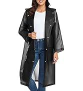 Reusable EVA Rain Poncho for Adults, Unisex Men and Women Hooded Long Clear Raincoat