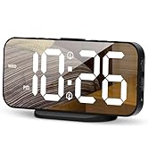 SMOUPING Digital Alarm Clock for Bedroom,6.7" LED Clock Mirror Surface with 2 USB Charger Port,Ad...