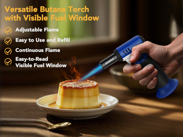 Versatile butane torch with fuel gauge