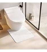 Toilet Rug, Thin Toilet Rugs U Shaped Washable Non Slip Absorbent Quick Dry Low Pile Toilet Mat, ...