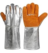 SoClaay Aluminized Leather Heat Resistant Gloves – Heavy Duty Pottery Kiln Gloves for Ceramic Fir...