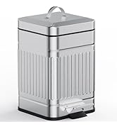 CEROELDA Small Trash Can with Lid-5L/1.3 Gal,Outdoor Dog Poop Garbage Can-Farmhouse Retro Metal W...