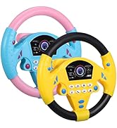 Homoyoyo 2Pcs Toy Steering Wheel for Kids, Simulated Driving Controller with Music for Car, Fake ...