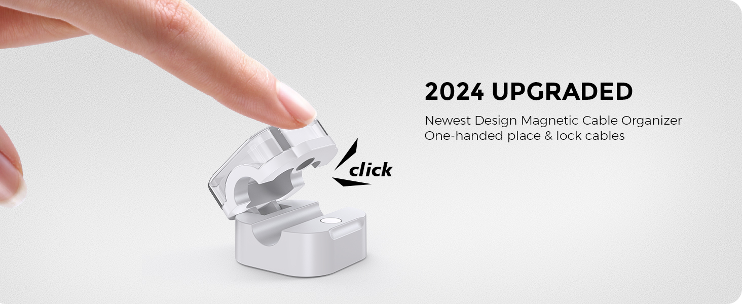 Magnetic Cable Organizer [1s Lock] Cord Cable Holders Clips Strong Adhesive Cable Cord Keeper