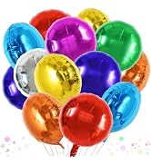 TONIFUL 30Pcs 18 Inch Large Colorful Round Shape Foil Balloons Big Colorful Circle Helium Mylar B...