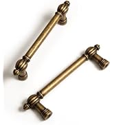 BEILEIOU Antique Brass Zinc Alloy Cabinet Pulls - 3-3/4 Inch(96mm) Hole Center Classic Vintage Dr...