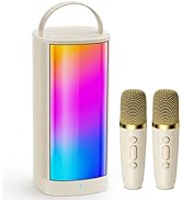 HWWR Karaoke Machine with 2 Wireless Microphones, Portable Bluetooth Karaoke Speaker for Kids and...