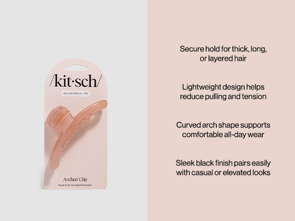 Kitsch Arched Hair Clips For Women Recycled Plastic Claw Clips Secure Hold. Comfortable All-Day