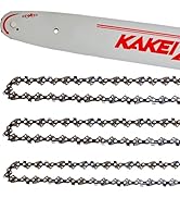 KAKEI 16 Inch Guide Bar and Chainsaw Chain Combo - 3/8" LP Pitch, 050" Gauge, 56 Drive Links (3 C...