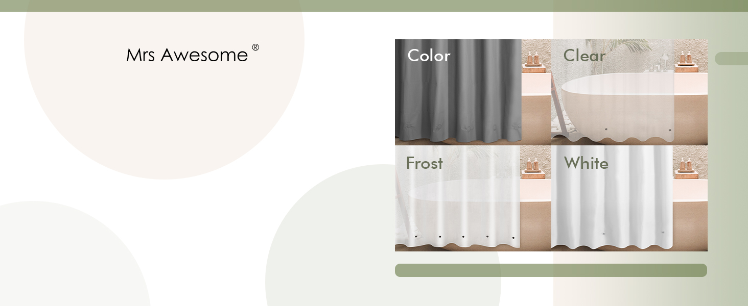 waterproof Peva shower curtain liner white/frost/clear/color