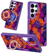 Meshine for Galaxy S24 Ultra Case,Compatible with MagSafe,360°Magnetic Ring Holder Rotation Stand...