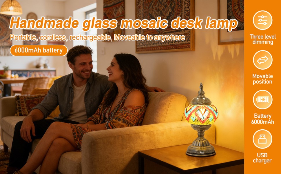 Portable Turkish Bronze Base Table Lamp