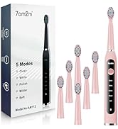 7AM2M Sonic Electric Toothbrush for Adults High Power Rechargeable Toothbrushes with 6 Brush Head...