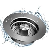 NinjaTiger Kitchen Sink Drain Strainer - 3-in-1 Stainless Steel Pop Up Sink Stopper Anti-Clogging...