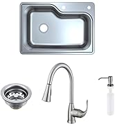 Waste Maid All-In-One Single Bowl Brushed Stainless Steel Kitchen Sink with Pull-Down Faucet, and...