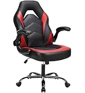 DUMOS Ergonomic Computer Gaming Chair with Flip-up Armrest, Height Adjustable PU Leather Home Off...