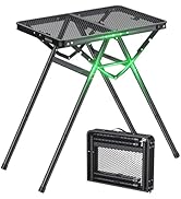 GARLLEN Folding Grill Table, Portable Camping Table with Triangular Support, 3 Adjustable Height ...
