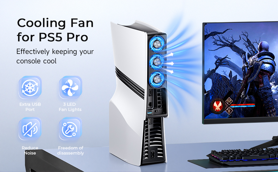 BRHE PS5 Pro Cooling Fan,PS5 Pro Cooling Accessories for PS5 Pro Digital/Discs