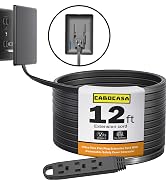 CABOCASA 12FT Ultra Flat Plug Extension Cord Power Strip with 3 Outlets, Patented Detachable Ultr...
