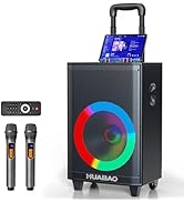 Large Bluetooth Karaoke Speaker with 2 Wireless Microphones, 11 Speaker System with 8800mAh Batte...
