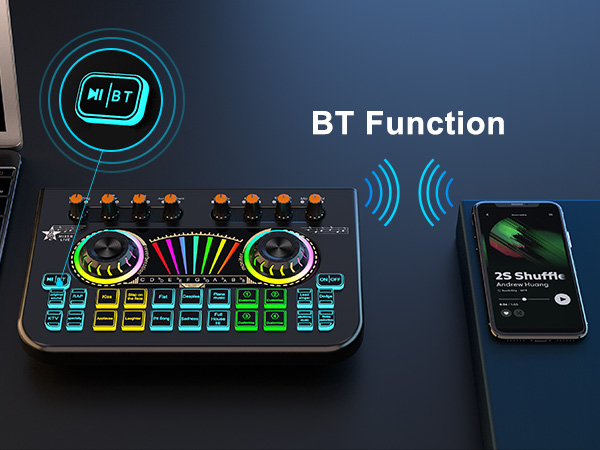 bluetooth mixer sound card for live streaming professional audio mixer gaming soundboard