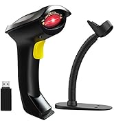 NADAMOO Wireless Barcode Scanner with Stand 2-in-1 2.4G Wireless &amp; Wired USB Bar Code Scanner Han...
