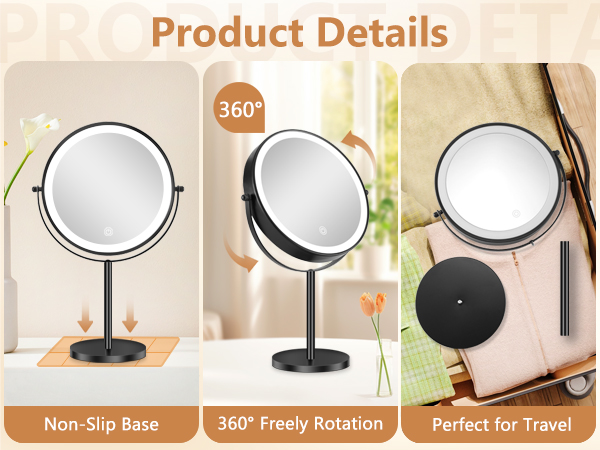 magnifying mirror with light