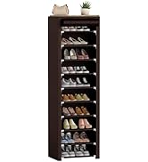 ERONE Shoe Rack Storage Organizer 7-10 Tier, Stackable Portable Covered Shoe Shelf Cabinet for Cl...