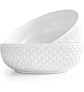 KooK Ceramic Salad Bowls, Embossed Large Kitchen Bowls, For Serving Pasta, Soup, Fruits, Microwav...