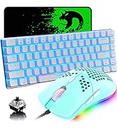 Gaming Keyboard and Mouse,3 in 1 Blue LED Backlit Wired Mechanical Keyboard Black Switch,RGB 6400...