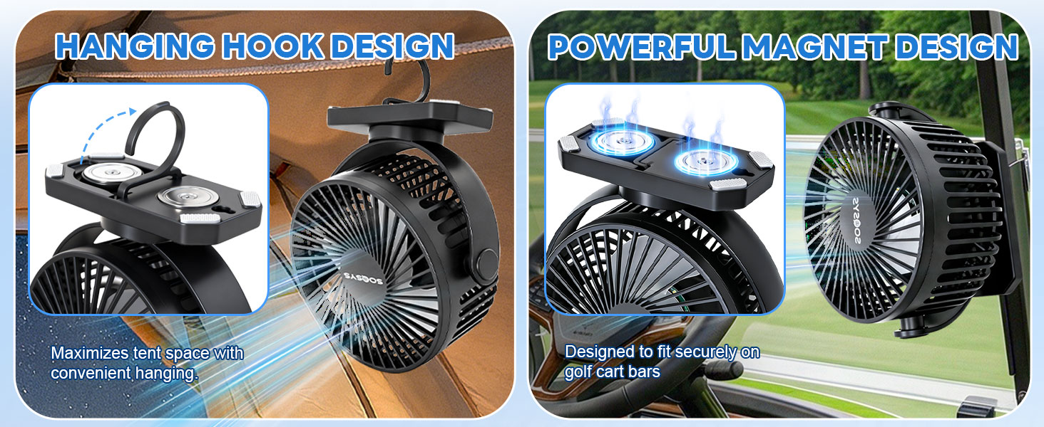 golf cart fan portable fan rechargeable magnetic fan battery operated fan golf cart accessories