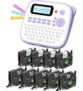 Label Maker Bundle 9PK Tapes White and Black, D210S Label Maker Waterproof-Labels, Portable Label...