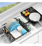 LEMIKKLE Roll Up Dish Drying Rack, Over The Sink Dish Drainer Rack, Foldable Sink Drying Rack, An...