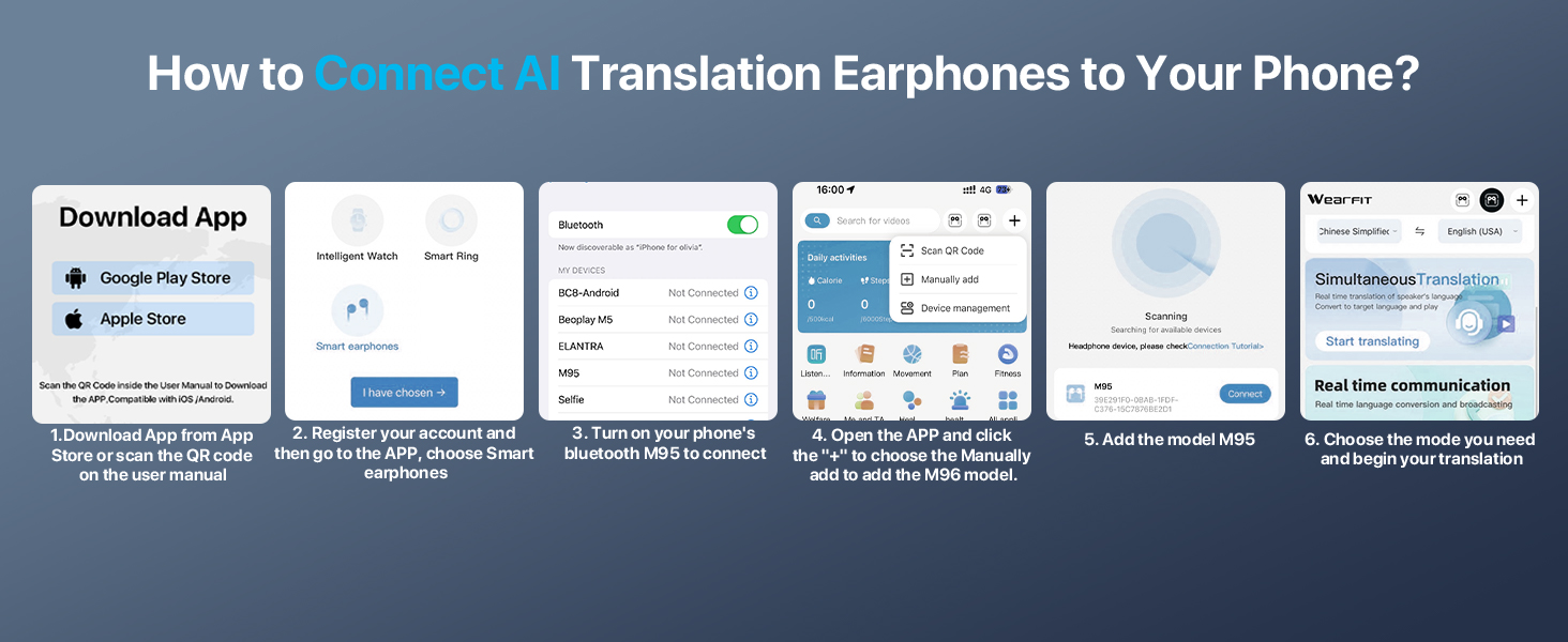 how to connect AI translation earbuds