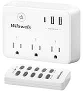 WILAWELS Wireless Remote Control Outlet, Multi-Plug Outlet with 3 Outlets and 3 USB Ports, No Int...