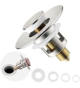 Hygie Rinse Universal 2 in 1 Bathroom Sink Stopper, All Metal Pop Up Sink Strainer with Anti-Clog...