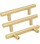 10 Pack goldenwarm Gold Cabinet Handles Brushed Brass Drawer Pulls Gold Cabinet Pulls 3 inch - LS...