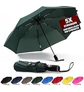 Anntrue Windproof Travel Umbrella, Auto Open Close Lightweight Compact Portable Backpack Folding ...