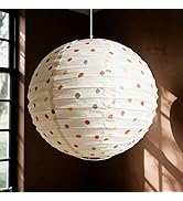 Pwysara Large Colorful Hanging Lamp Shade,Round Cotton Chinese Lantern,Pendant Lamp Shade Can rep...