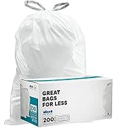 Plasticplace Custom Fit Trash Bags, Compatible with simplehuman Code X (200 Count) White Drawstri...