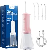 7AM2M Cordless Water Flosser Oral Irrigator 350ML Tank Type-C Rechargeable | Pink IPX7 Waterproof...