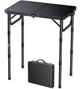 FUNYKICH 2ft Small Folding Camping Table(22.8'' Lx15.7'' W), 3 Height Adjustable Portable Picnic ...